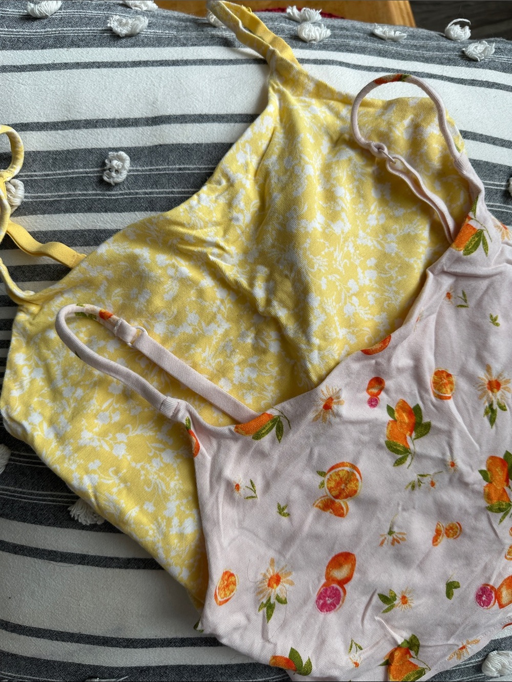 Old Navy Yellow Floral & Pink Citrus Print Brami Tops